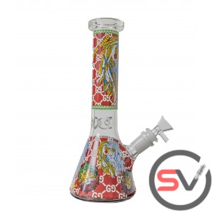 RASTA LION GLASS BEAKER 10inch (GLOW IN DARK)